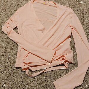 Zella Pink Peach Tie Workout top